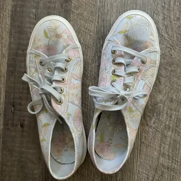 Superga Blue Floral Sneakers Size 5.5 - Picture 5 of 8
